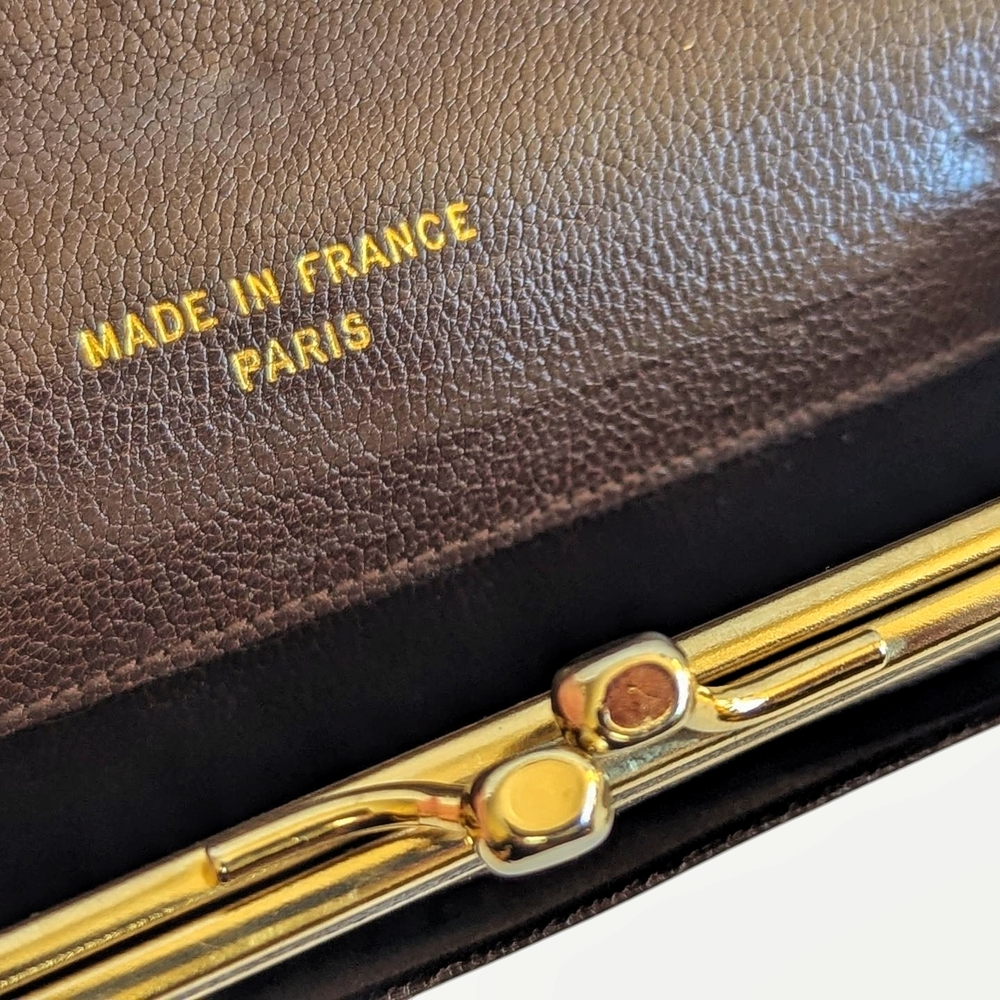 Vintage 1980s Brown Genuine Leather Wallet A'DORO Made in France - Picture 10 of 13